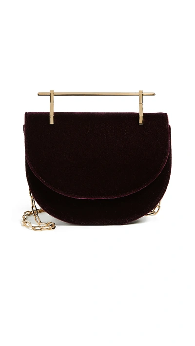 M2malletier Mini Half Moon Velvet Crossbody Bag - Purple In Plum/ Gold