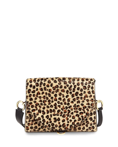 Sacai Hybrid Leopard Cow Hair & Leather Satchel Bag, Leopard