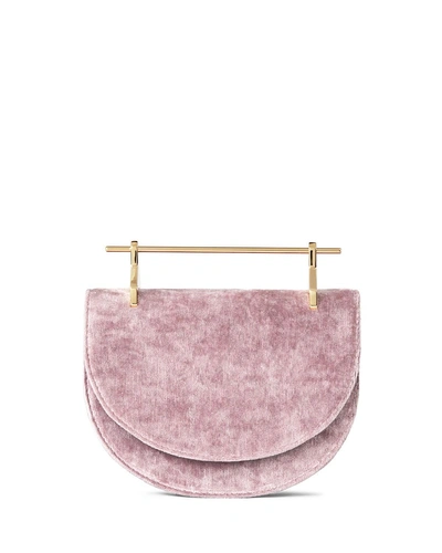 M2malletier Mini Half-moon Velvet Top Handle Bag In Blush
