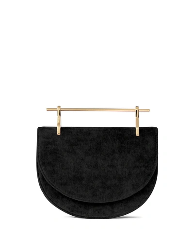 M2malletier Mini Half-moon Velvet Top Handle Bag In Black