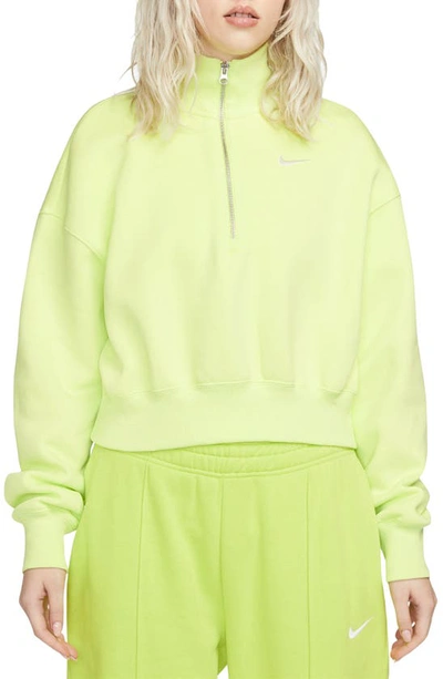 Nike Sportswear Phoenix Fleece Crop Sweatshirt In Lt Lemon Twist/ Sail