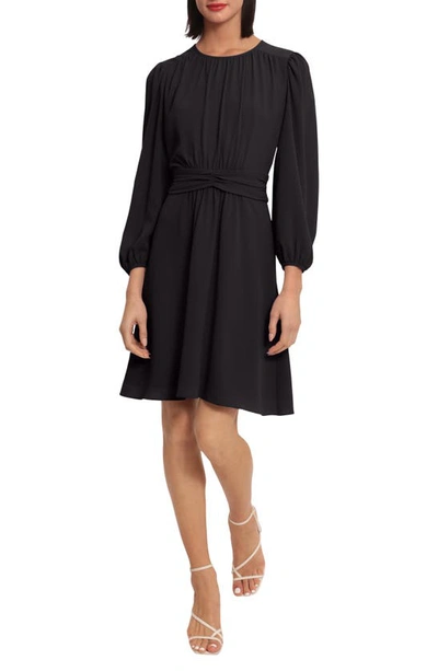 Donna Morgan Ruched Waist Fit & Flare Dress In Black