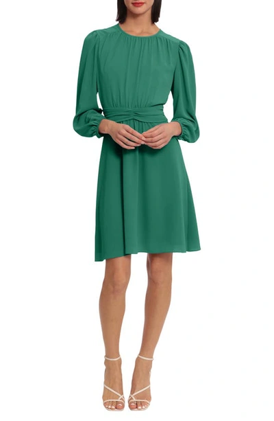 Donna Morgan Ruched Waist Fit & Flare Dress In Verdant Green | ModeSens