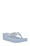 Guess Edany Platform Wedge Flip Flop In Medium Blue