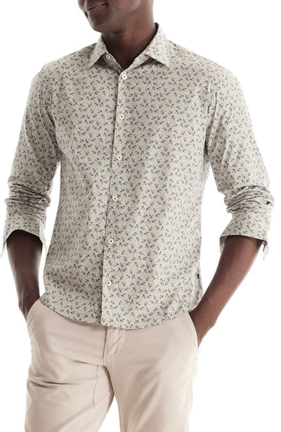 Soft Cloth Soft Italian Woven Point Collar Shirt In Navy Flower Dot