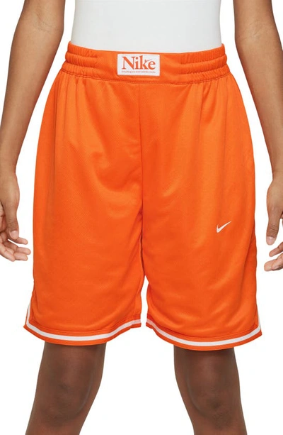 Nike Kids' Dri-fit Dna Reversible Basketball Shorts In Safety Orange/ Pink/ White
