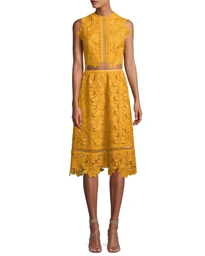 Saylor Mariah Two-piece Set W/ Crop Top & Lace Skirt In Mustard