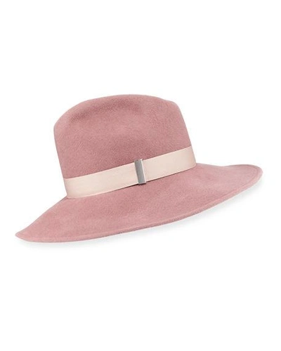 Gigi Burris Drake Wool Wide-brim Fedora Hat In Dusty Rose
