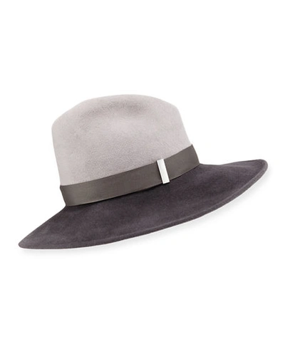 Gigi Burris Drake Wool Wide-brim Fedora Hat In Silver/charcoal