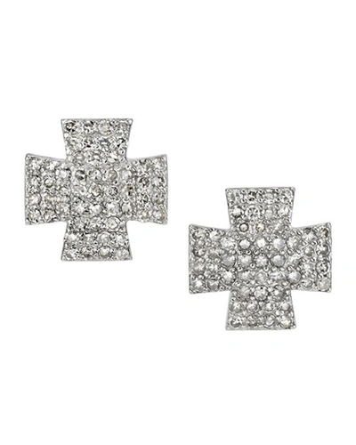 Sheryl Lowe Pave Diamond Maltese Cross Earrings