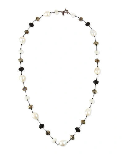 Margo Morrison Baroque Pearl & Pyrite Station Necklace, 34"