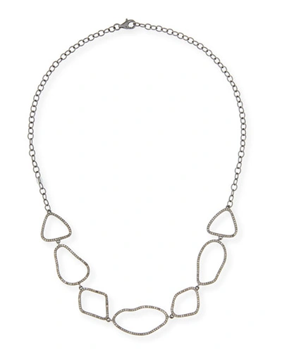 Siena Lasker Sterling Silver Link Choker Necklace With Diamonds