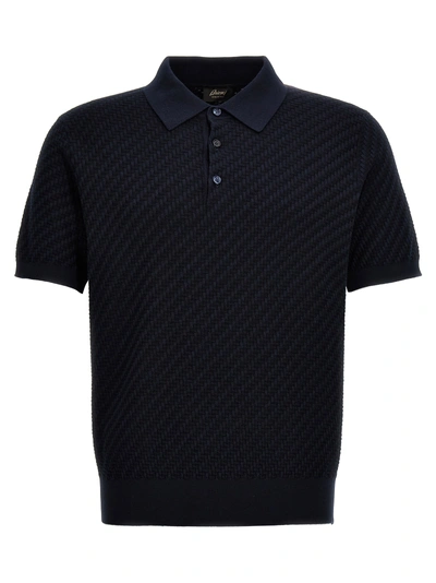 Brioni Blue Polo Shirt In Azul