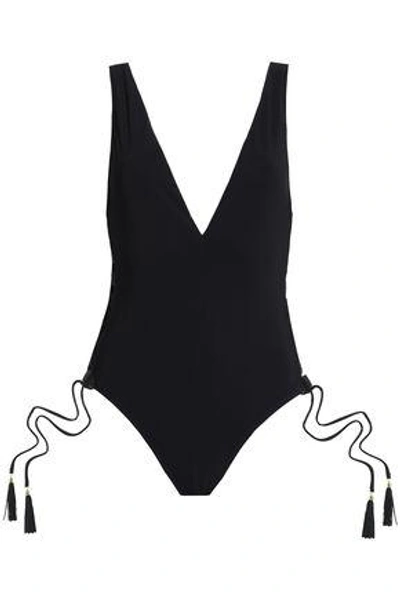 Zimmermann Lace-up Swimsuit In Black