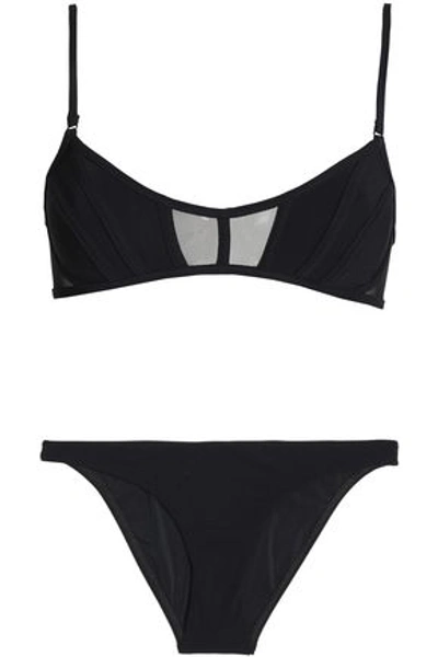 Zimmermann Mesh-paneled Bikini In Black