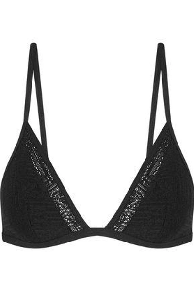 Jets By Jessika Allen Crochet-knit Triangle Bikini Top In Black