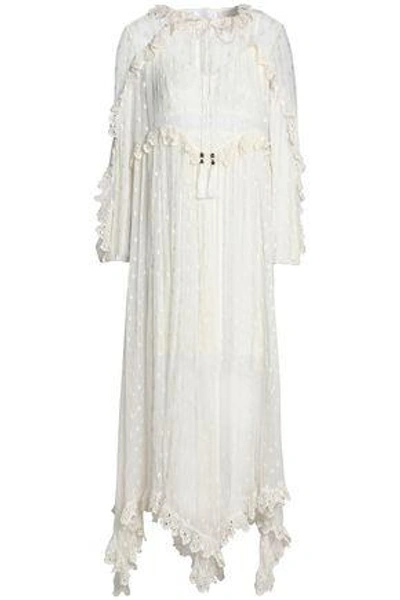 Zimmermann Woman Broderie Anglaise-trimmed Embroidered Silk-georgette Midi Dress Ivory
