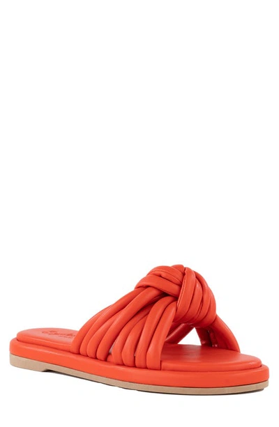 Seychelles Simply The Best Slide Sandal In Deep Orange Faux Leather