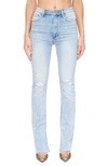 Pistola Colleen Slit Hem High Waist Slim Bootcut Jeans In Bay Distressed