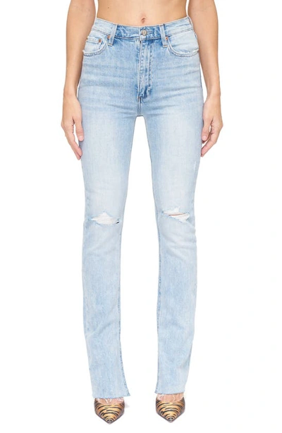 Pistola Colleen Slit Hem High Waist Slim Bootcut Jeans In Bay Distressed