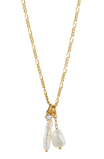 Ajoa Reflection Cultured Pearl & Cz Pendant Necklace In Gold