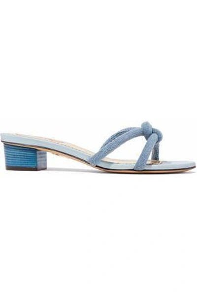 Charlotte Olympia Knotted Terry Mules In Light Blue