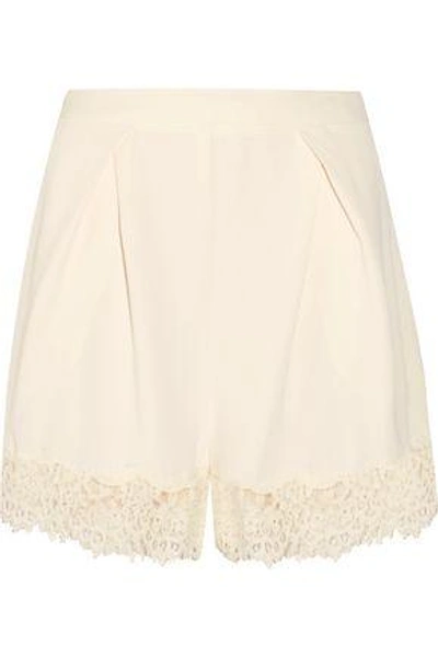 Zimmermann Woman Lace-trimmed Crepe Shorts Ivory