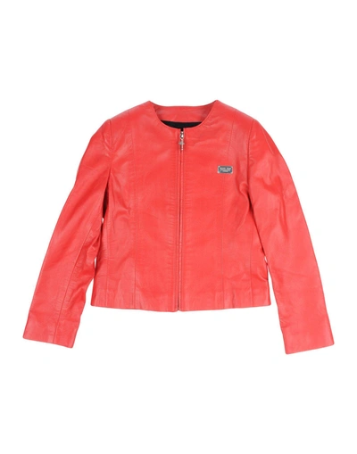 Philipp Plein Leather Jacket In Red