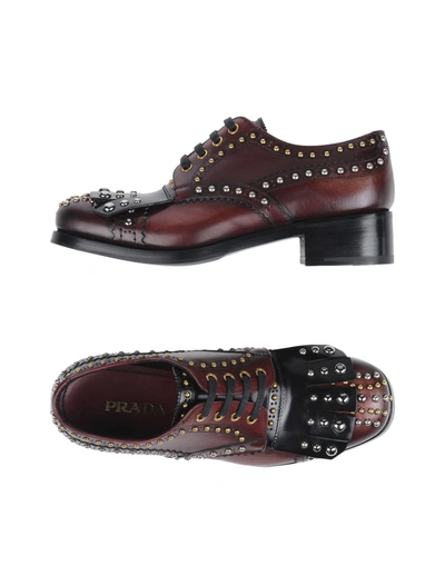 Prada Laced Shoes In Maroon