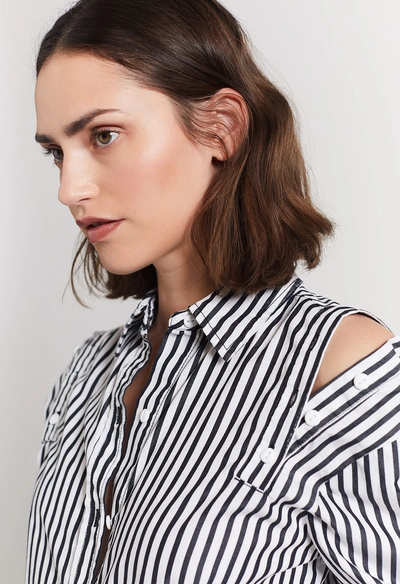 Current Elliott The Loretta Shirt In Blk Wht Stripe