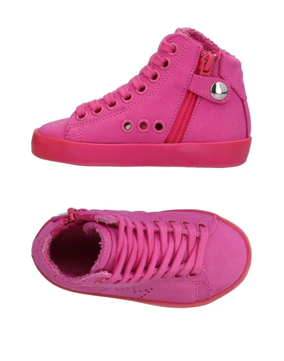 Leather Crown Sneakers In Fuchsia