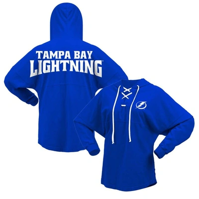 Fanatics Branded Blue Tampa Bay Lightning Jersey Lace-up V-neck Long Sleeve Hoodie T-shirt