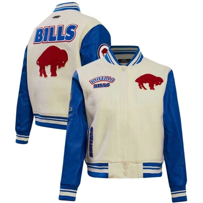 Pro Standard Cream Buffalo Bills Retro Classic Vintage Full-zip Varsity Jacket