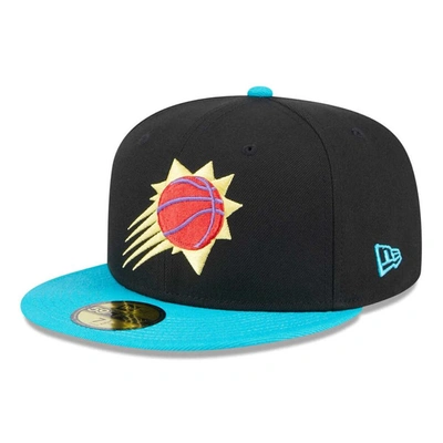 New Era Men's  Black, Turquoise Phoenix Suns Arcade Scheme 59fifty Fitted Hat In Black,turquoise