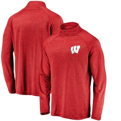Fanatics Branded  Red Wisconsin Badgers Primary Logo Raglan Quarter-zip Top