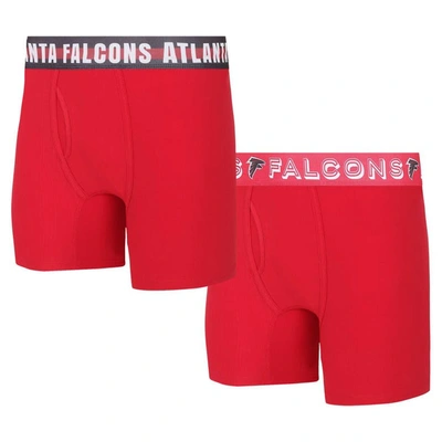 Concepts Sport Atlanta Falcons Gauge Knit Boxer Brief Two-pack In Red,black