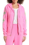 Aviator Nation Bolt Graphic Zip-up Hoodie In Neon Pink/ Mint