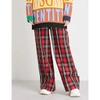 Msgm Tartan Wide-leg Woven Trousers In Multi