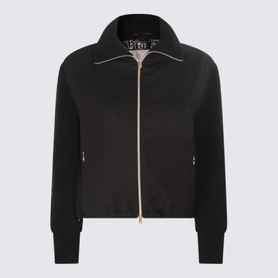 Herno Black Silk And Cashmere Blend Down Jacket