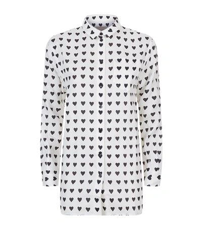 Burberry Heart Print Linen Shirt In Natural White | ModeSens