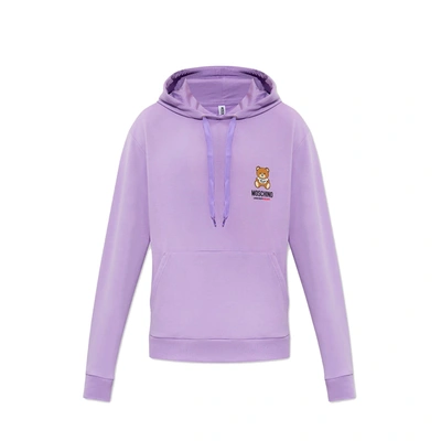 Moschino Underwear Logo Hooded Sweatshirt In Purple