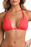 La Blanca Island Goddess Halter Bikini Top In Guava