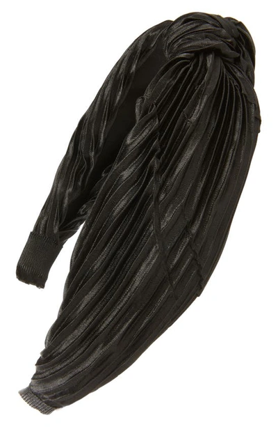 Tasha Pleated Knot Headband In Black