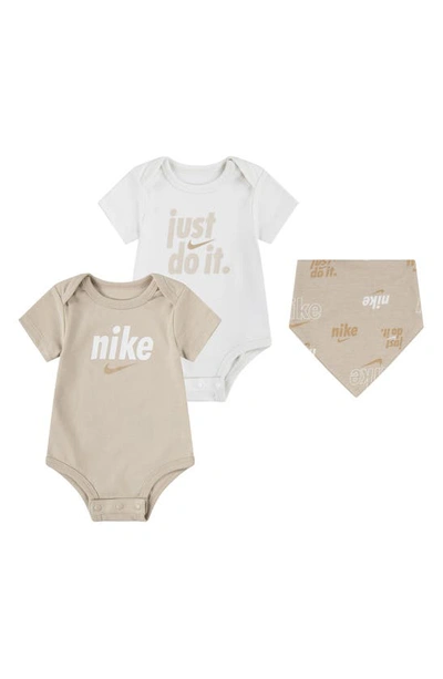 Nike Babies' 2-pack Bodysuit & Bib Set In Sand Drift