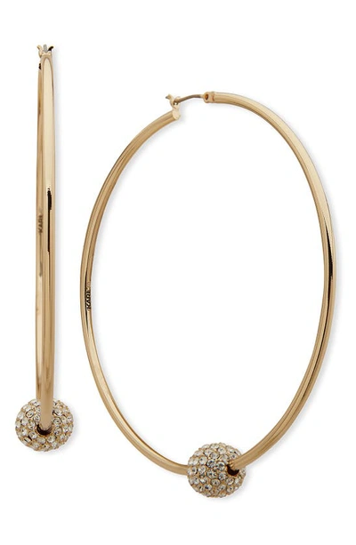 Karl Lagerfeld Pavé Ball Hoop Earrings In Gold/ Crystal