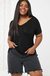 Asos Design Curve Relaxed V-neck T-shirt In Black