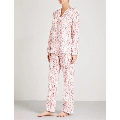 Yolke Amour Cotton Pyjama Set In Poppy Red