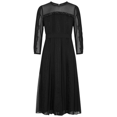 Max Mara Guido Embellished Georgette Dress In Black