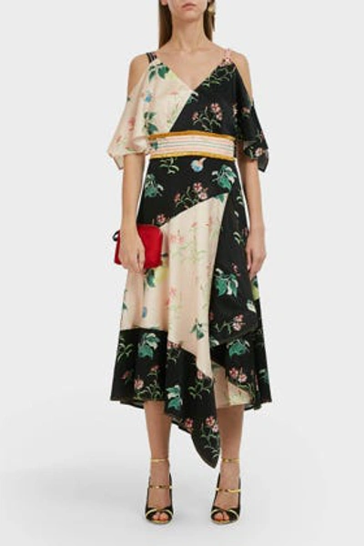 Peter Pilotto Cold-shoulder Floral-print Silk Midi Dress