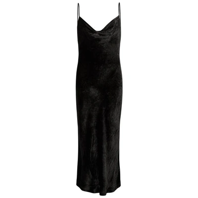 Rebecca Vallance Kara Bias-cut Velvet Slip Dress In Black